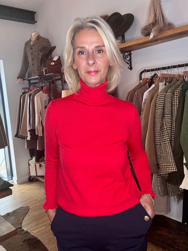 Red roll neck jumper 