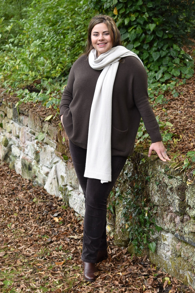 beige knitted scarves ladies