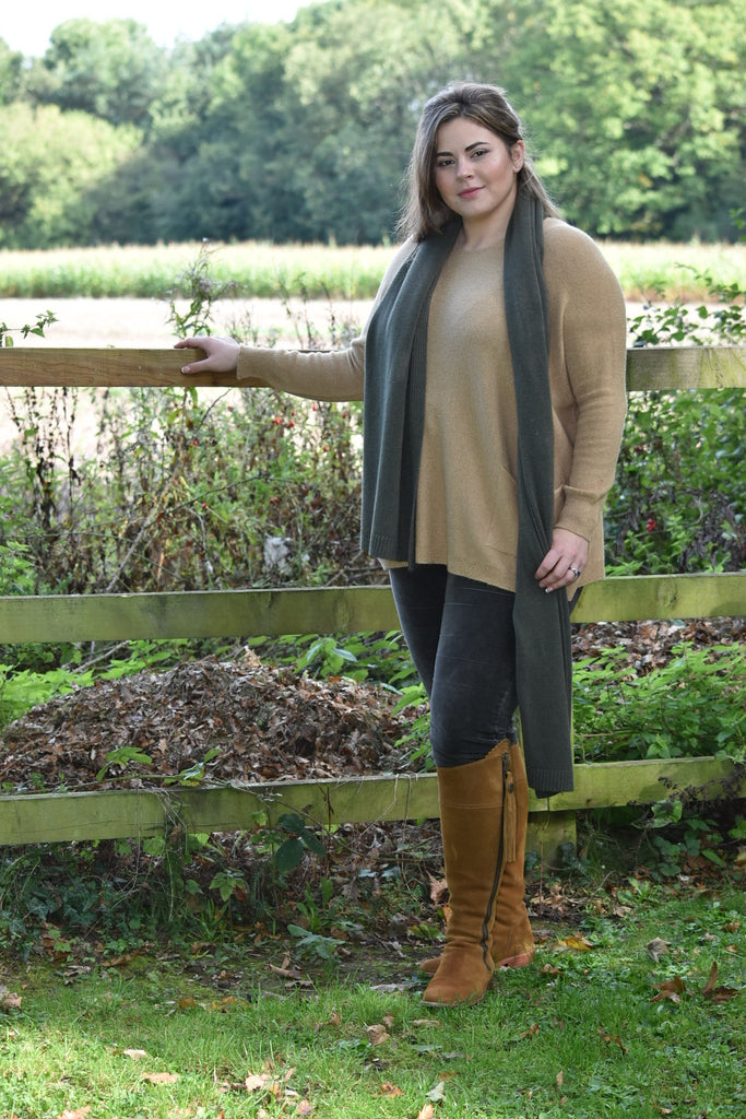 khaki green knitted scarves ladies