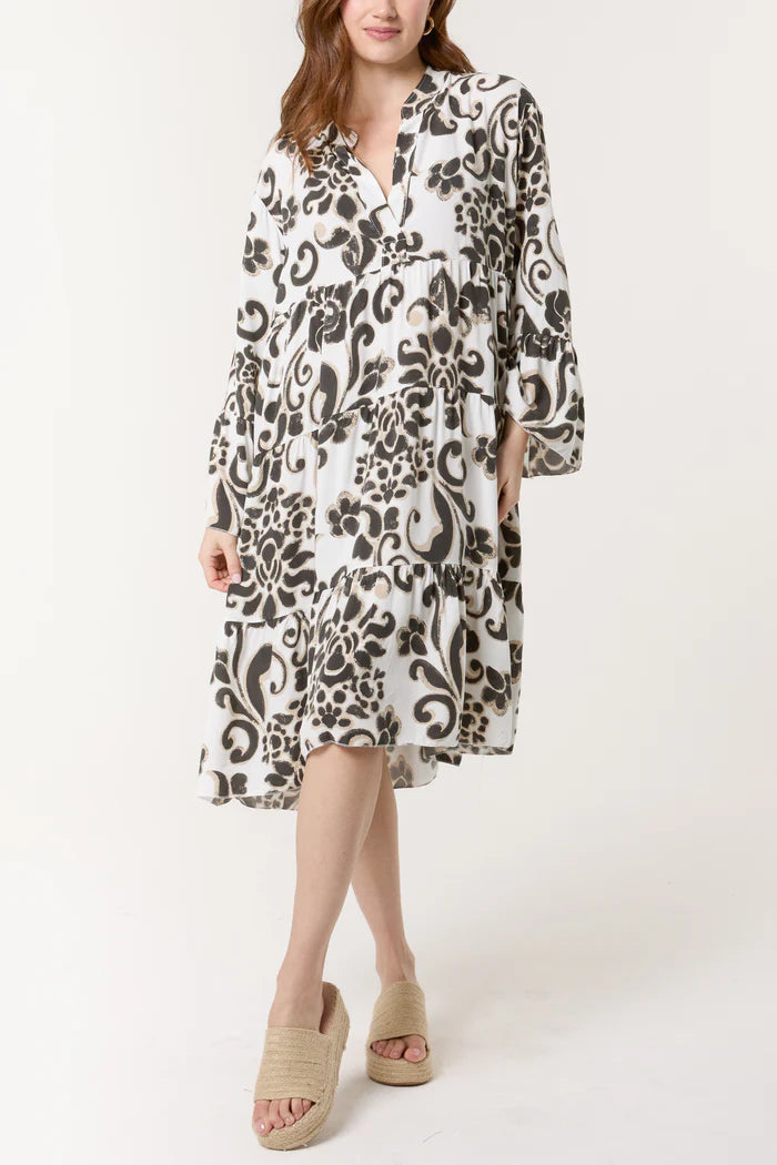 Abigail floral tiered midi dress