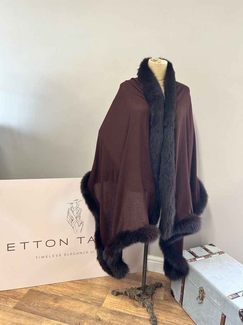 Chocolate brown cashmere and silk wrap