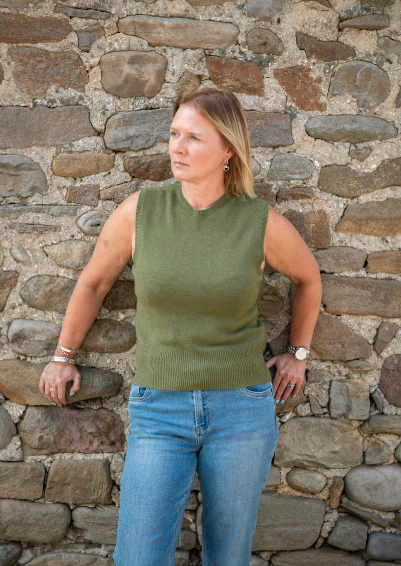 Alexis round neck knitted tank vest