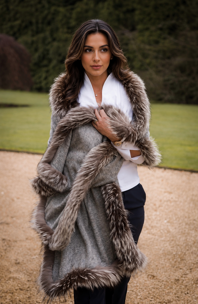 Grey Marl Knitted Cashmere Wrap