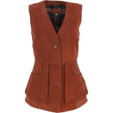 Leather gilet in tan 