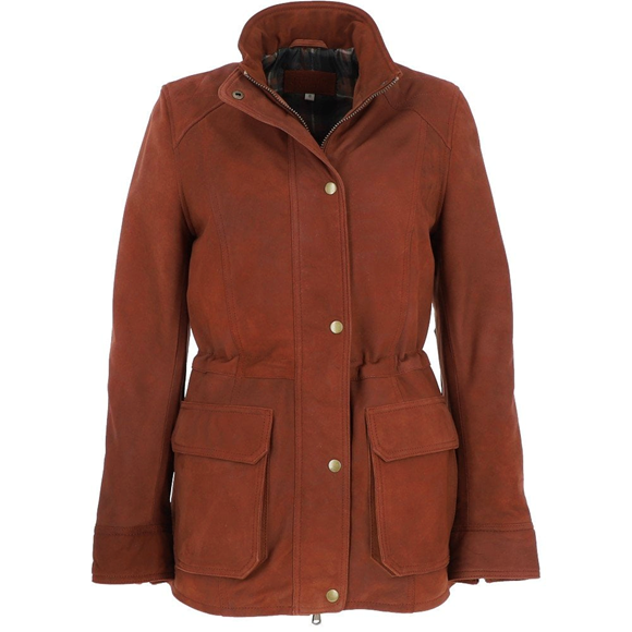 Leather shooting coat in tan 