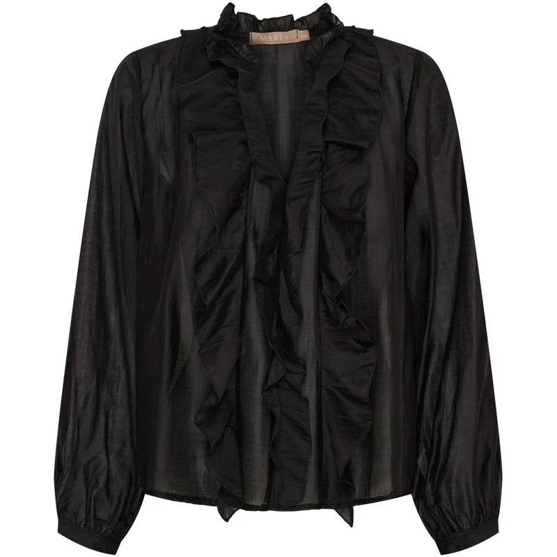 Sammi ruffle shirt - available in black and chocolate