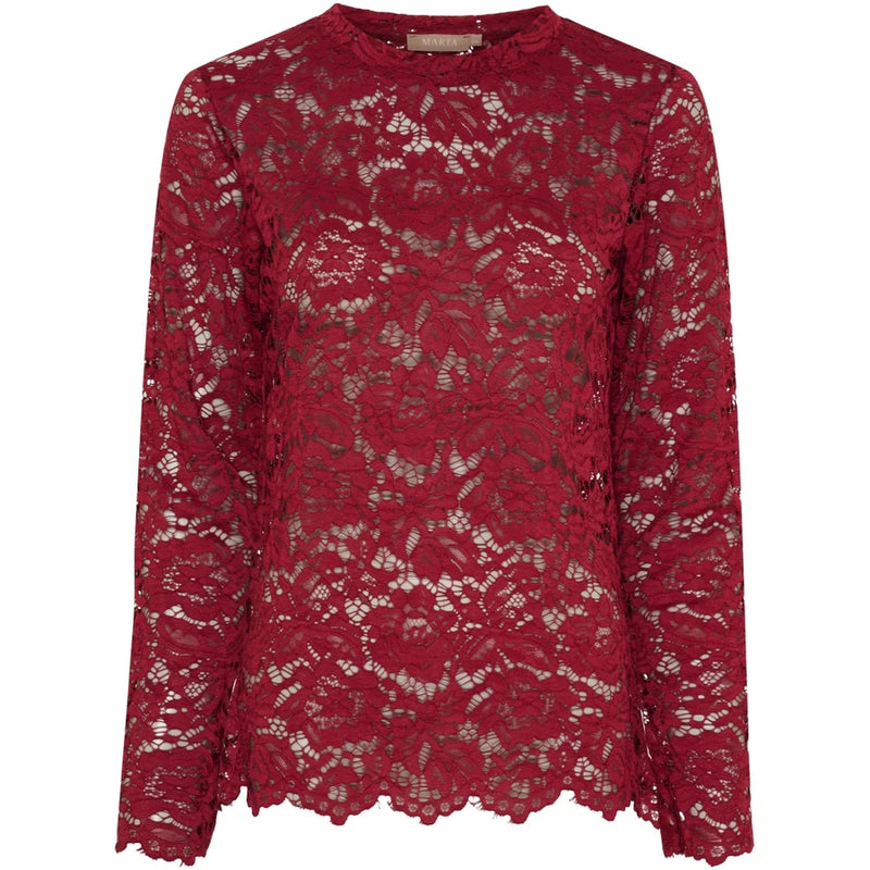 Millie lace blouse - available in wine and stone