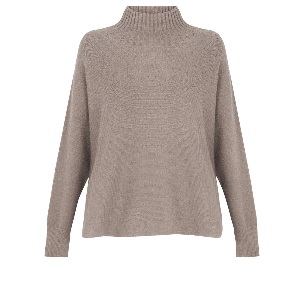 Boxy high neck jumper in taupe 