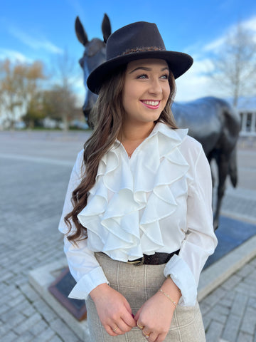 Burghley White Ruffle Ladies Blouse 