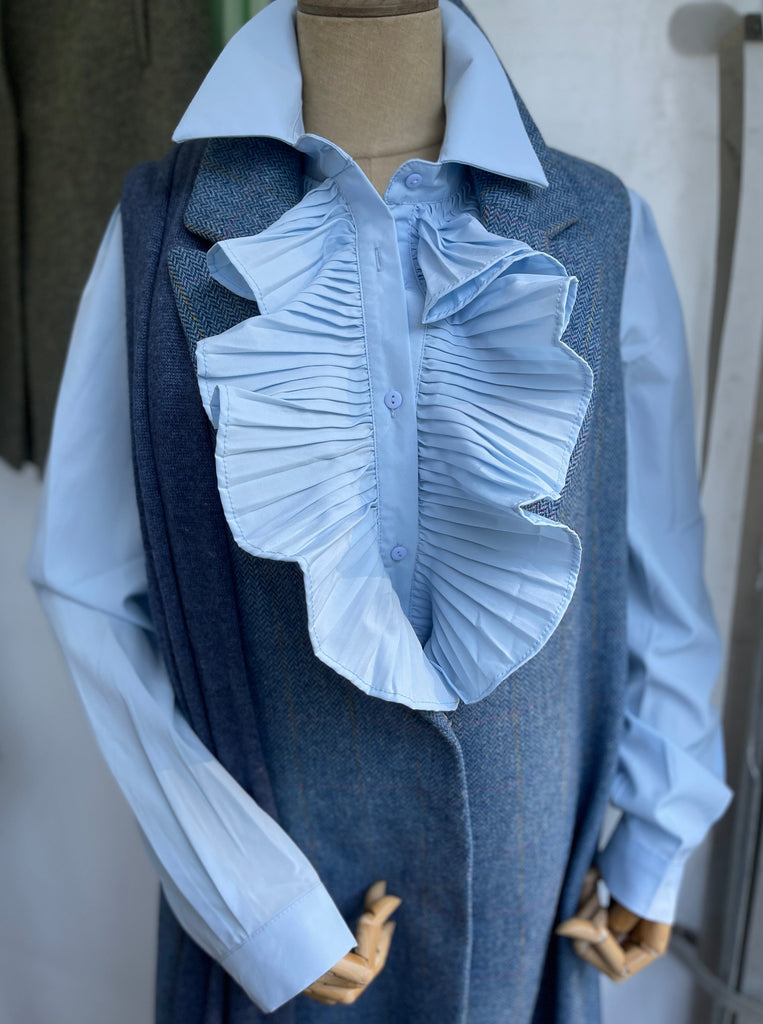 Suffolk Ruffle Blouse | Fairfax and Favor Cornflower Blue | Country Fashion | Eton Taylor